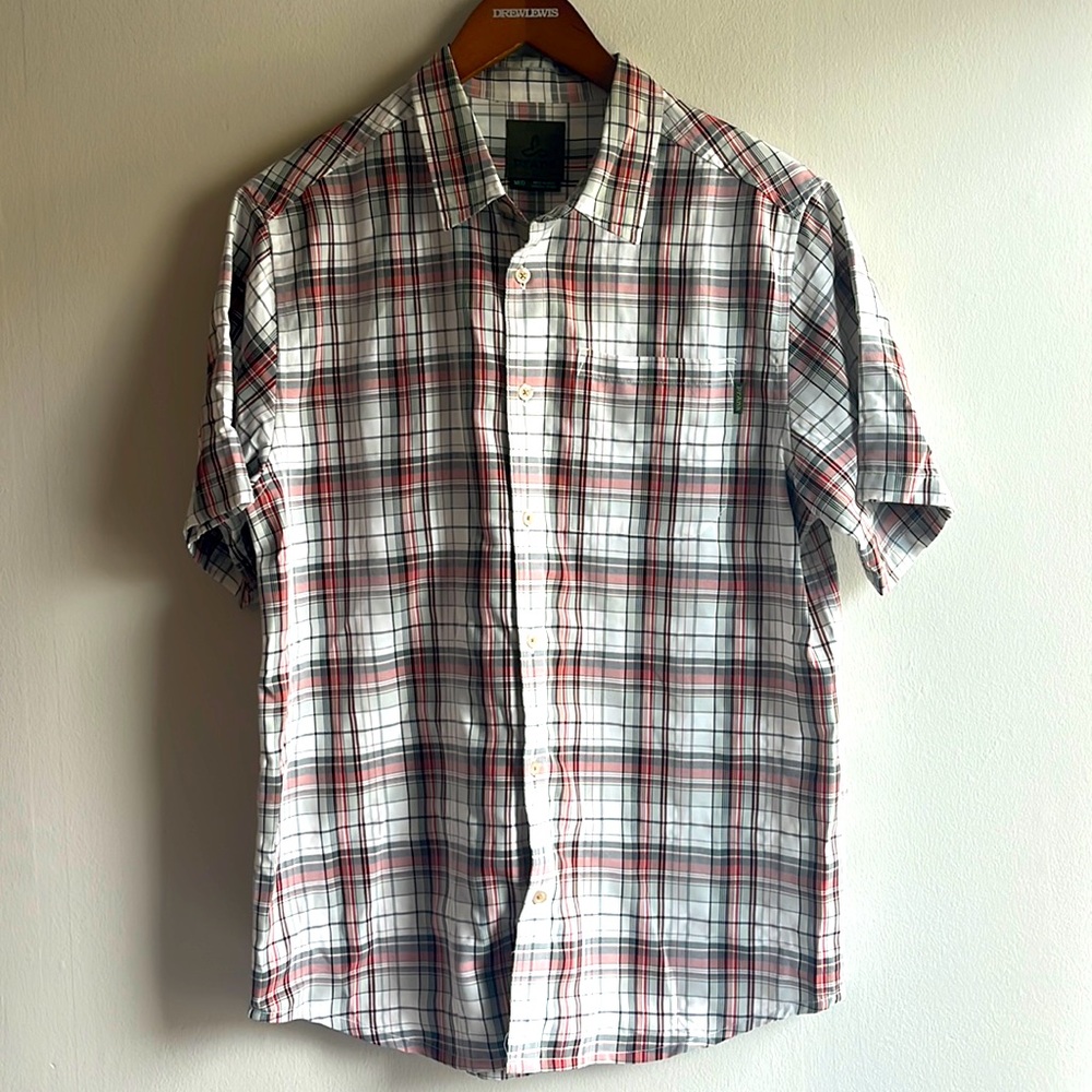 prAna men’s plaid button down short sleeve shirt